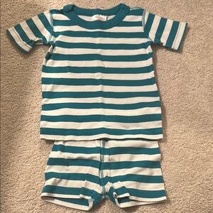 Striped Kids Pajamas - Teal and White